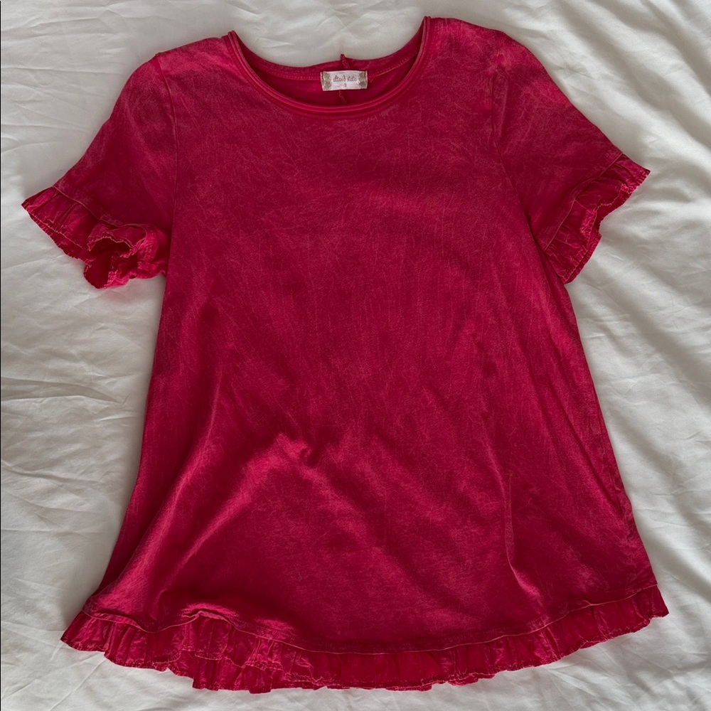 Altar'd State Boho Wren Ruffled Short Sleeve Shirt